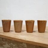Series of 4 vintage stoneware glasses by the manufacture of Digoin, France