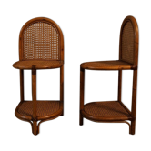 Paire de chevet en rotin et cuir 1960