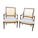 Pair of Louis XVI style armchairs solid walnut