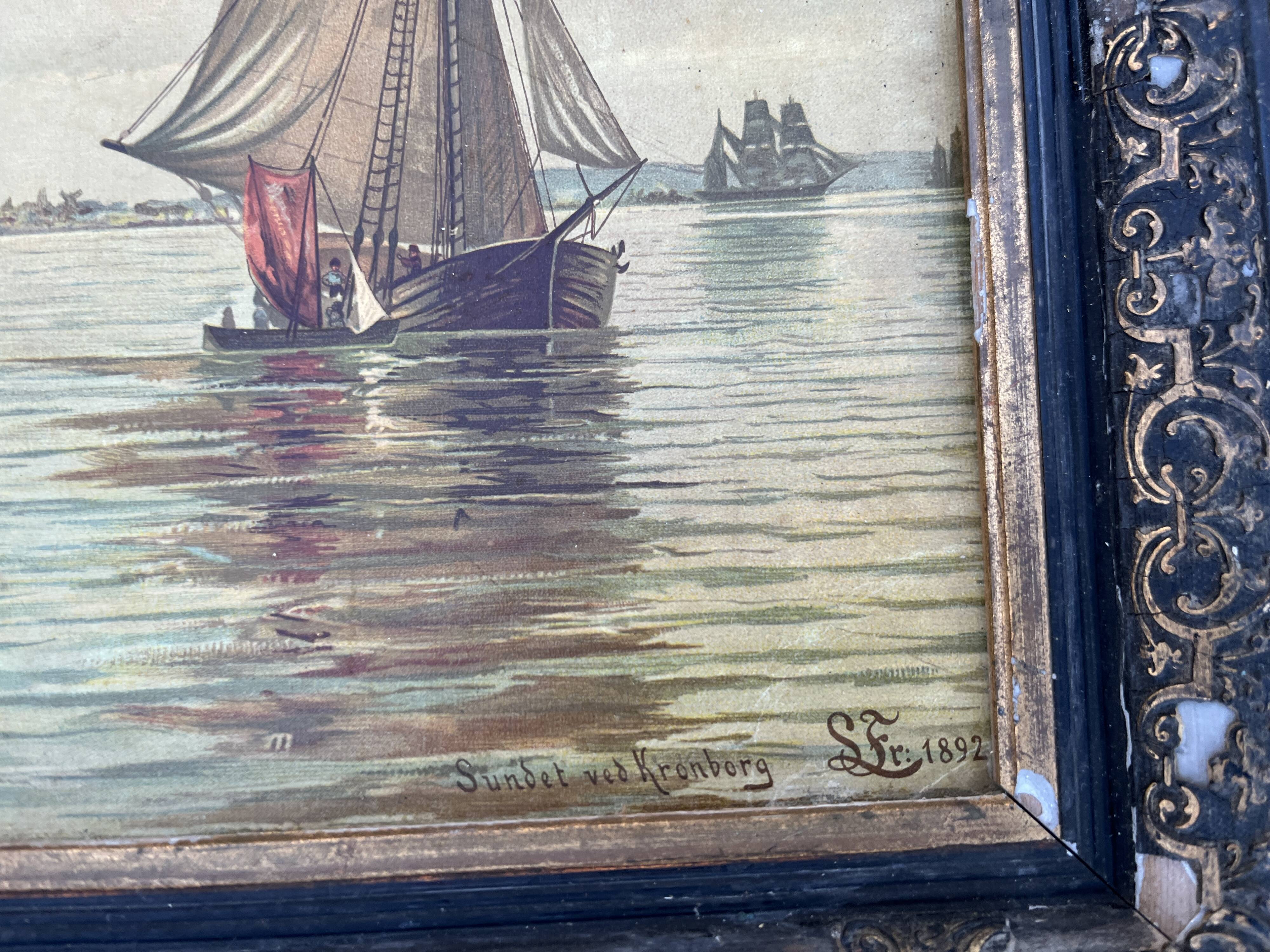 Beautiful Pair of 19th Century Maritime Lithographs in the Style of Frederik Soerense