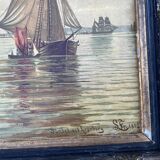 Paire de Lithographie maritimes dans le goût de Frederik Soerense, XIXème s.