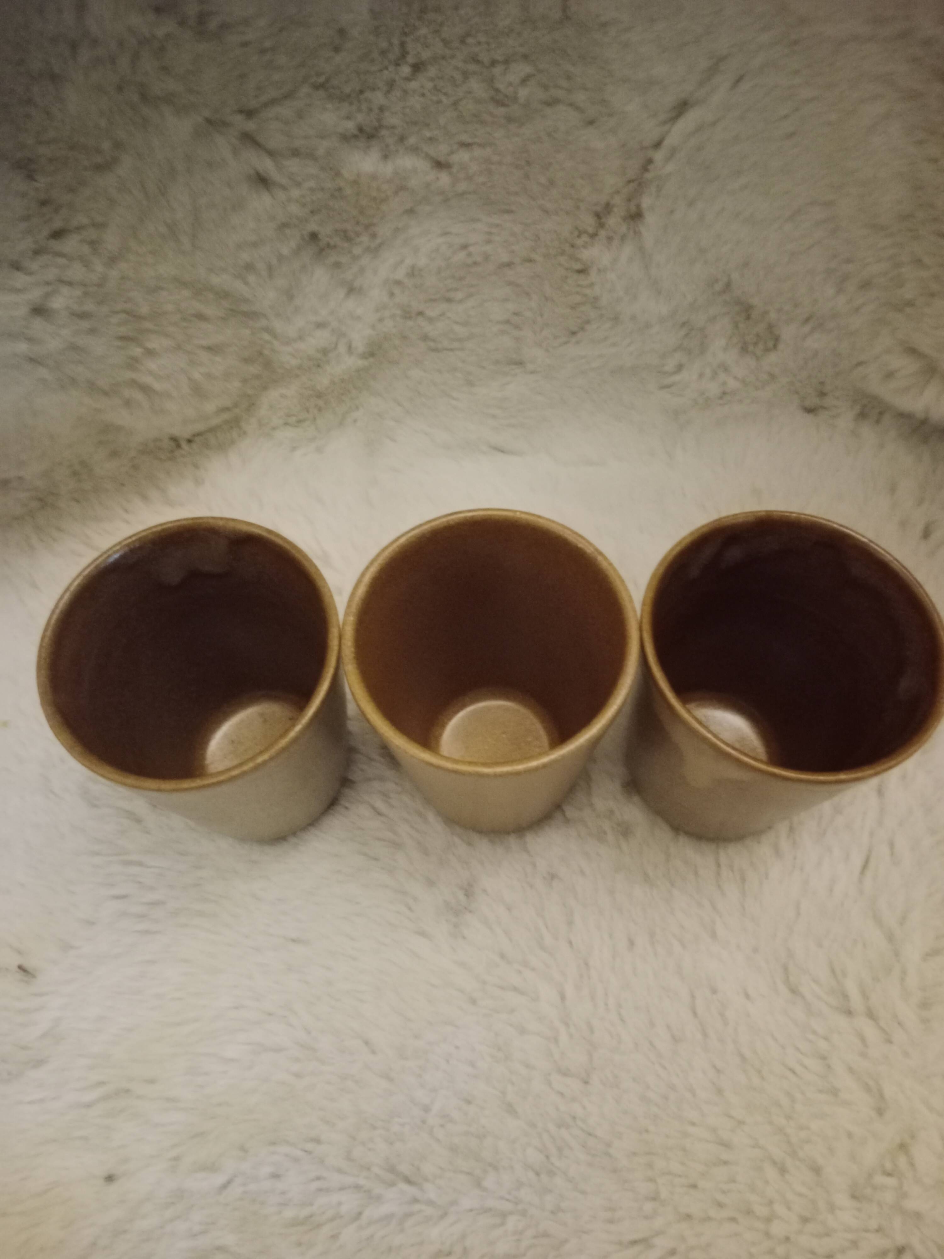 Vintage Iridescent Stoneware Coffee Mugs