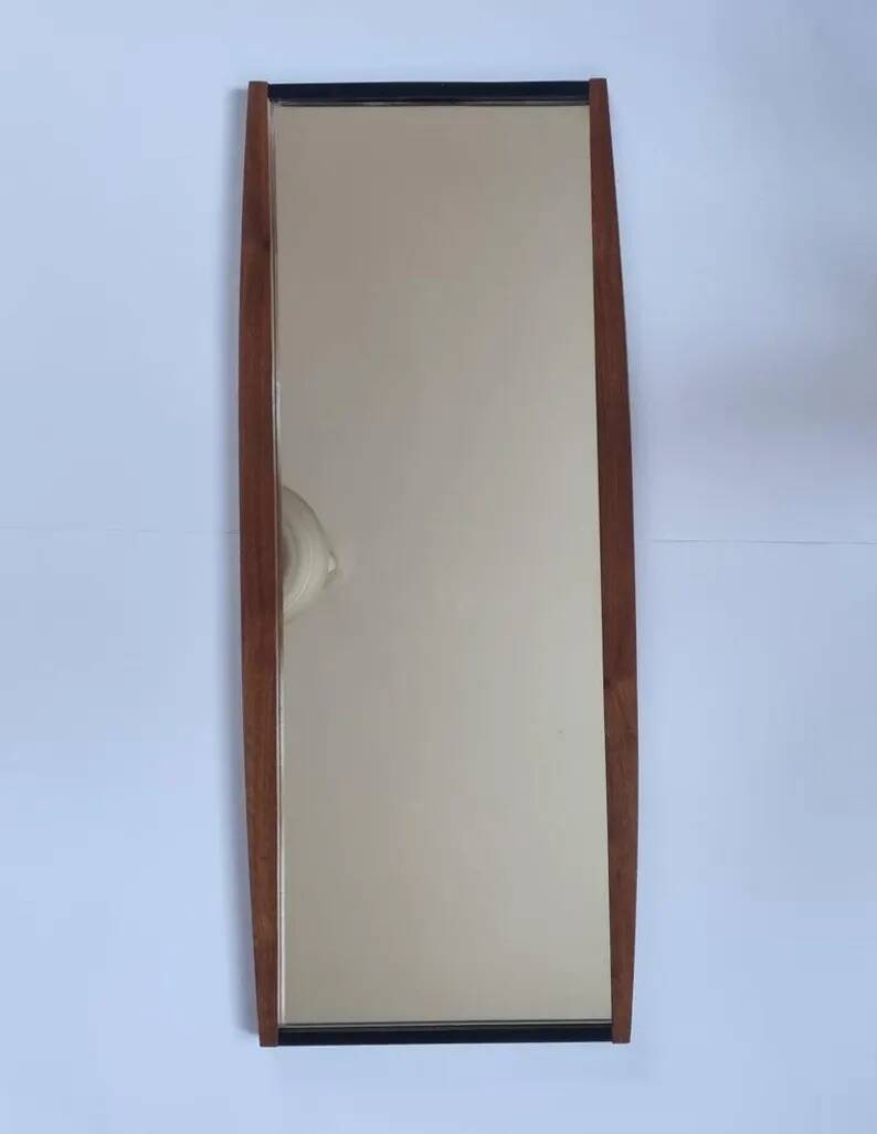 Midcentury Long Teak Wall Mirror, Denmark, 1960s