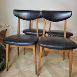 4 Scandinavian chairs in skaï and wood