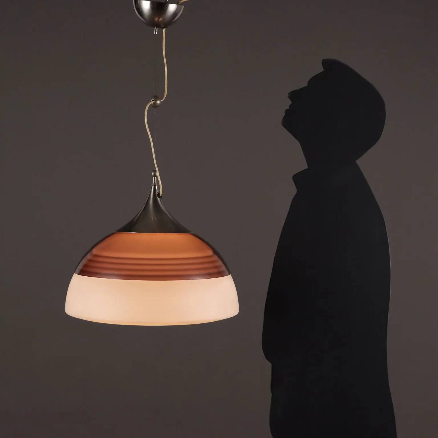 Vintage Stilnovo ceiling light in aluminium and plastic, 1960s.
