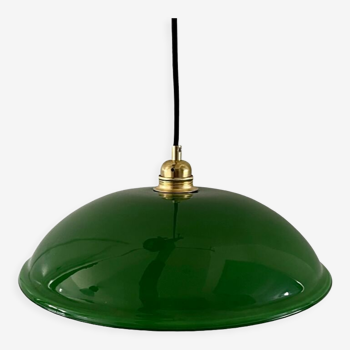 Vintage pendant lamp in electrified green opaline to nine