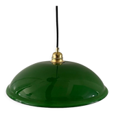 Vintage pendant lamp in electrified green opaline to nine