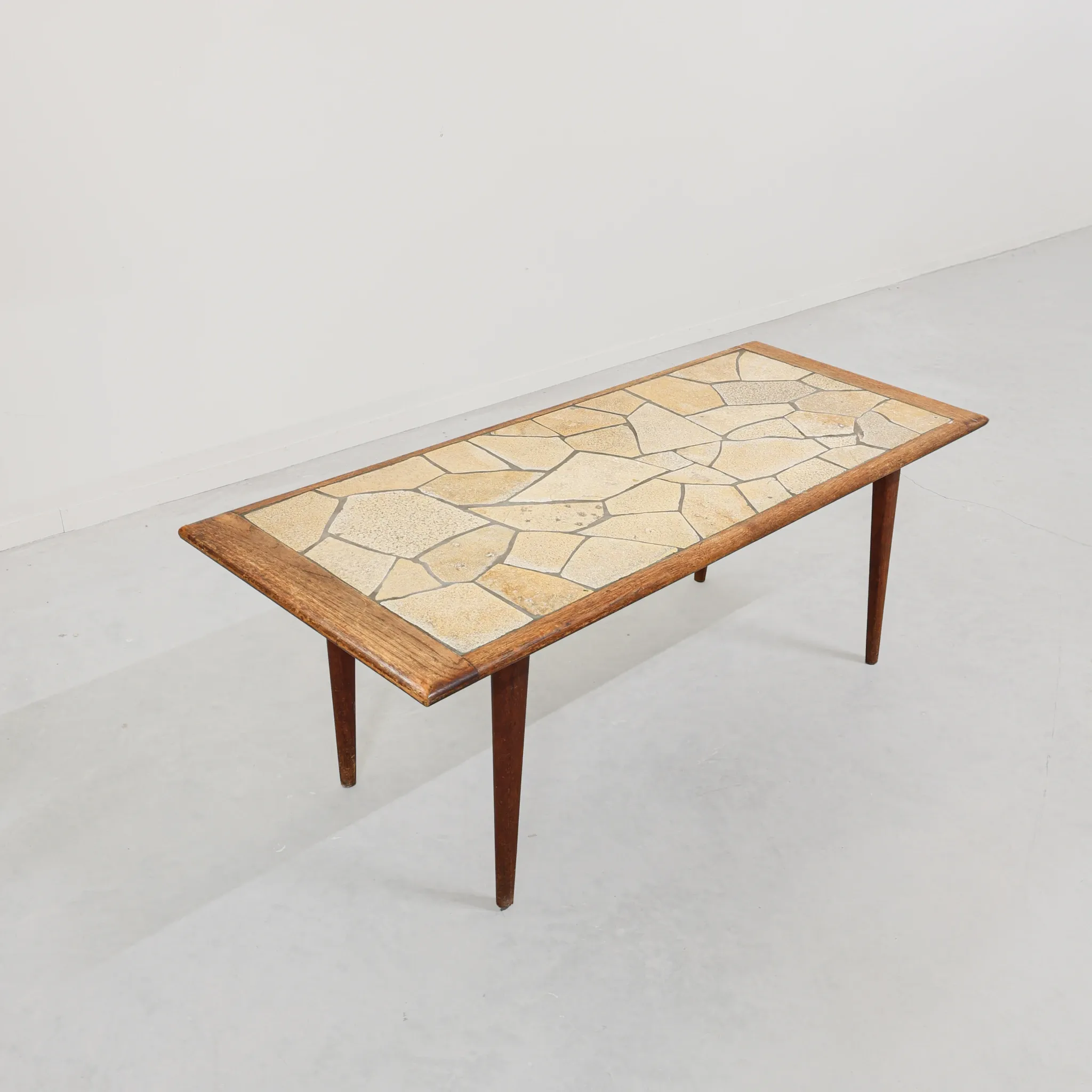 Italian Mid-Century Coffee Table with Mosaic Stone Top