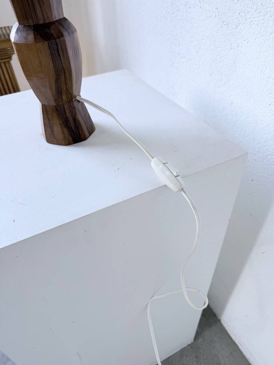 Brutalist walnut table lamp 1950