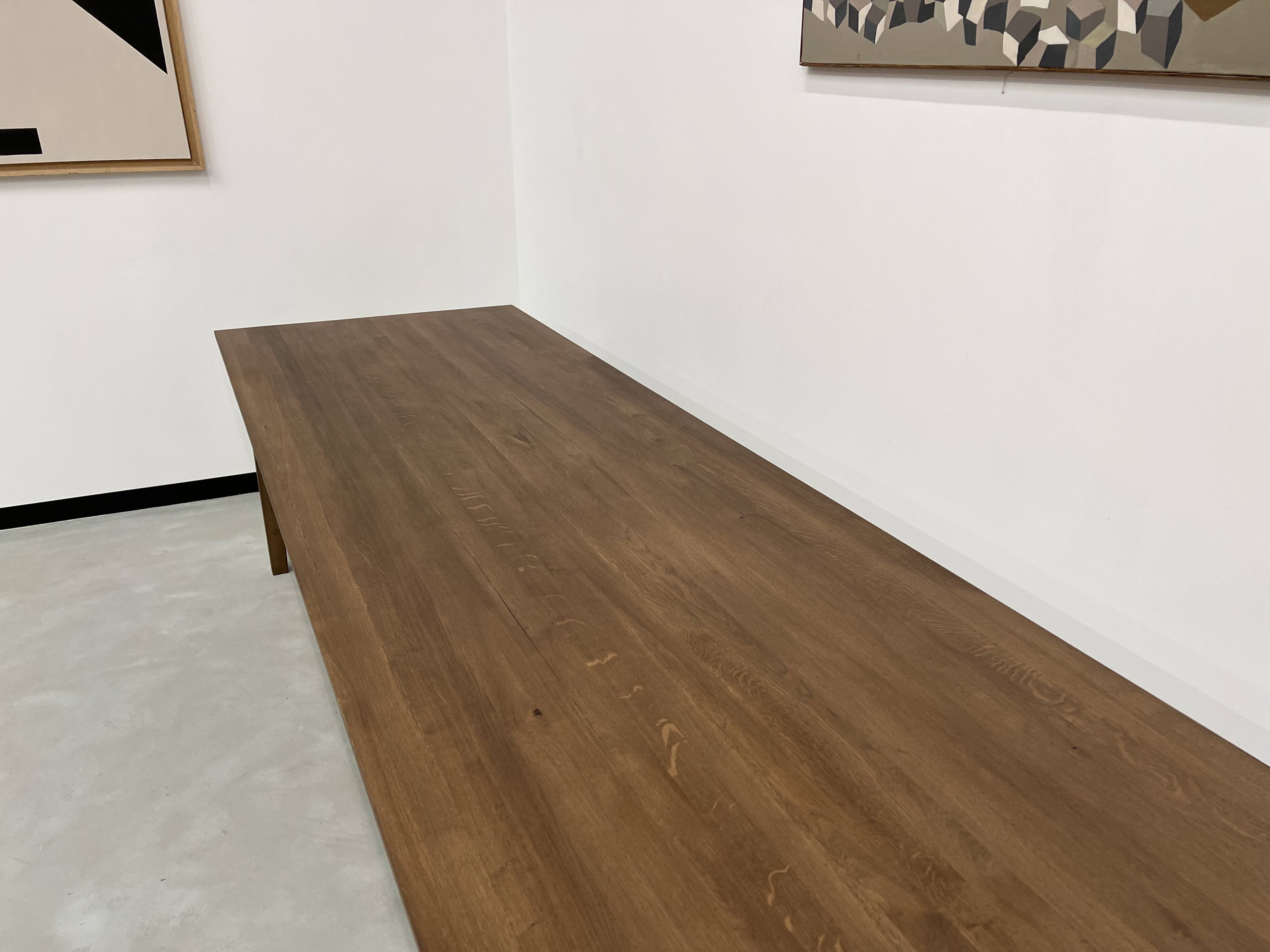 "Dark Brown" farmhouse table in solid oak, 300 x 90 cm