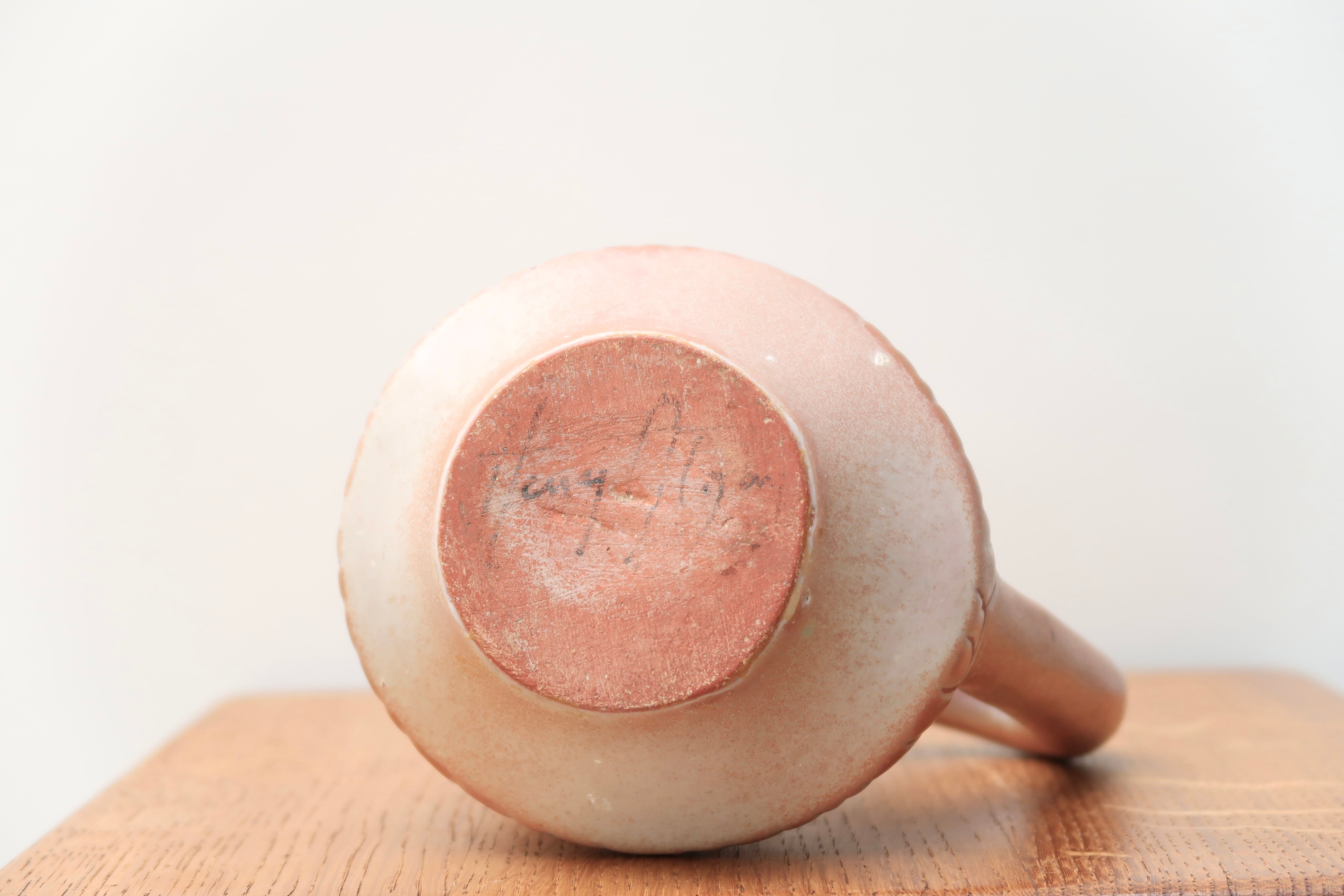 Pink scarified pitcher by Henry Algan, 60s