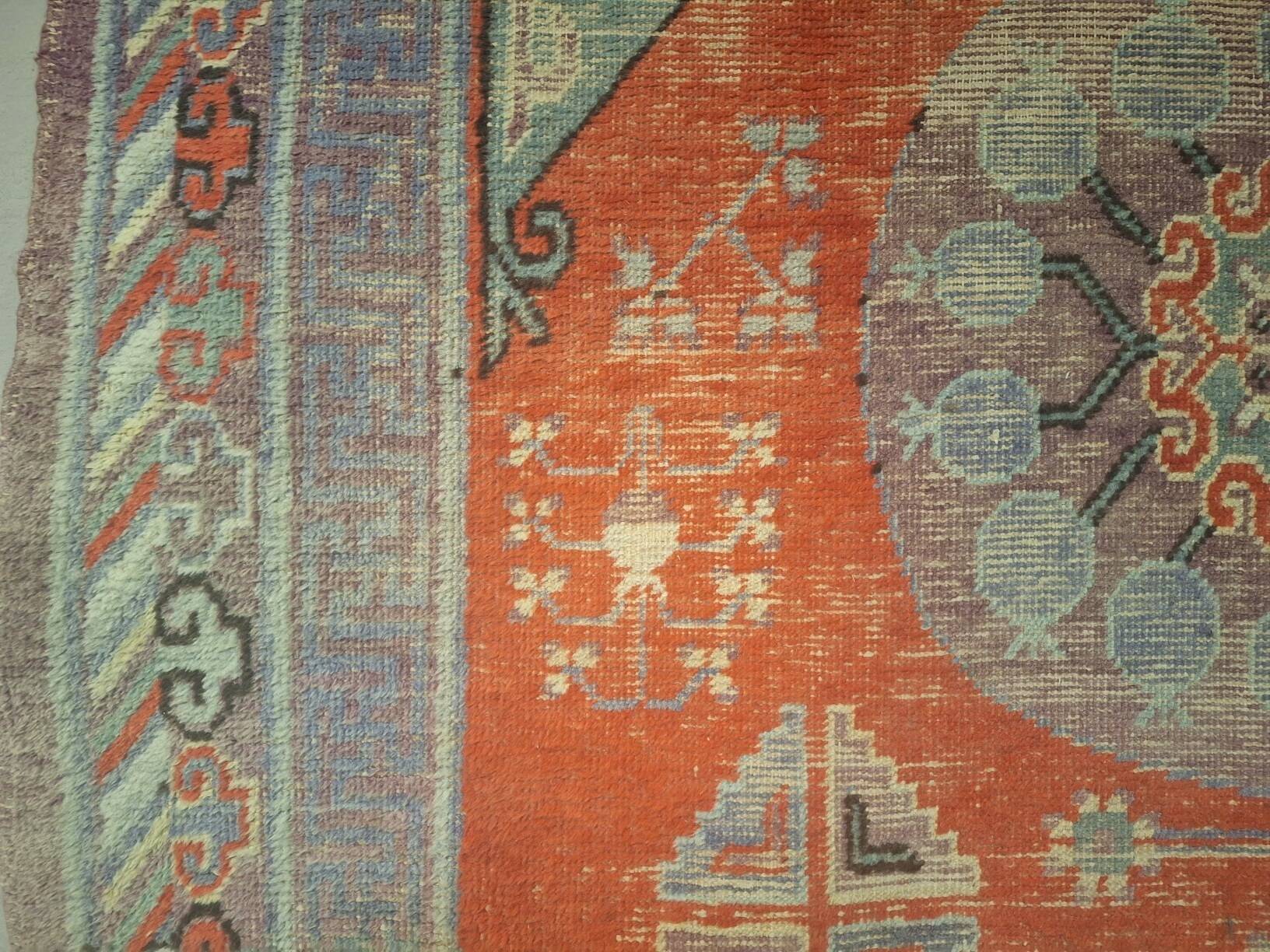 Antique Khotan rug Uyghur East Turkestan 1910