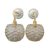 Set of chiseled glass wall sconces