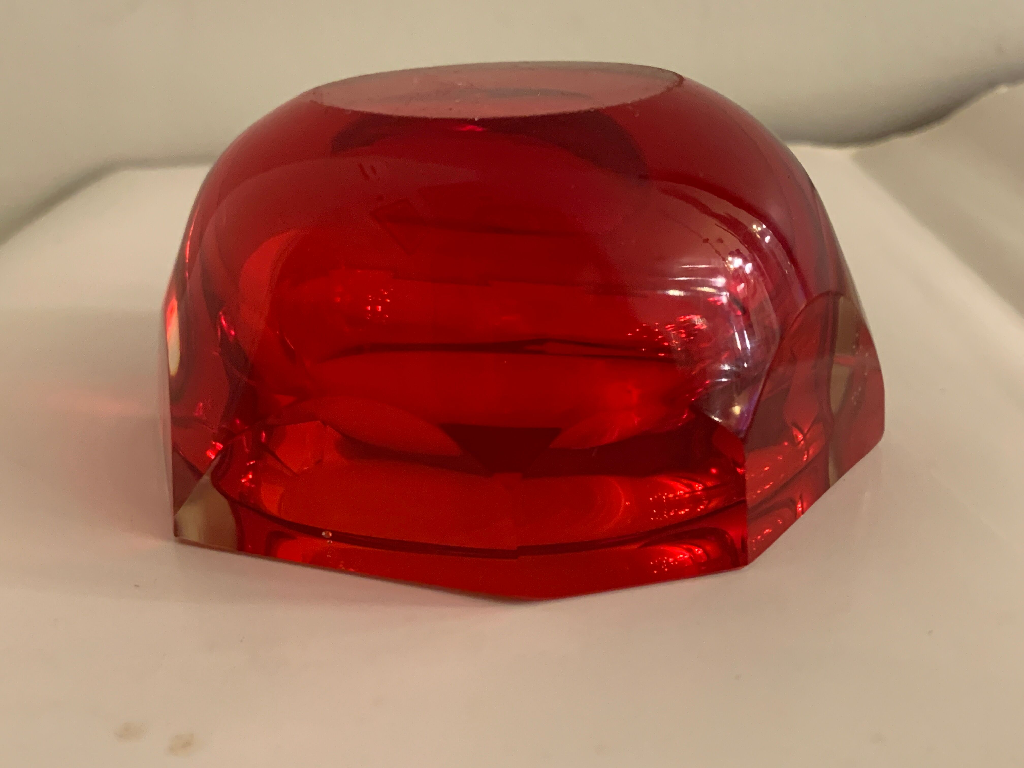 Murano red glass octagonal ashtray 1960