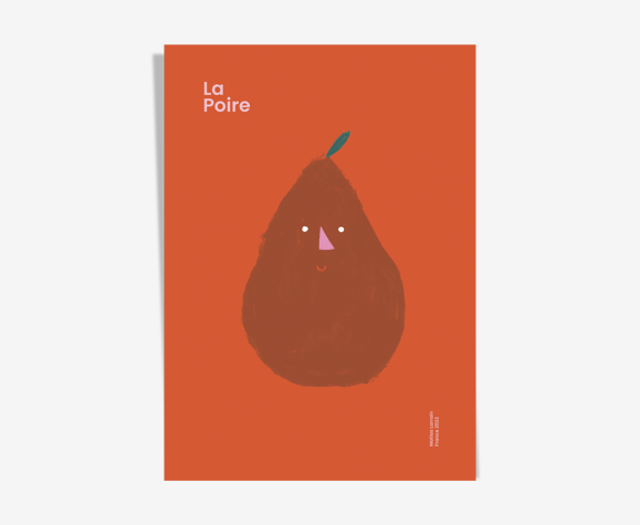 Affichage murale poire visage minimaliste 30cmX40cm