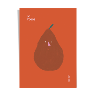 Affichage murale poire visage minimaliste 30cmX40cm