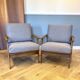 Pair of Scandinavian armchairs wood and fabric