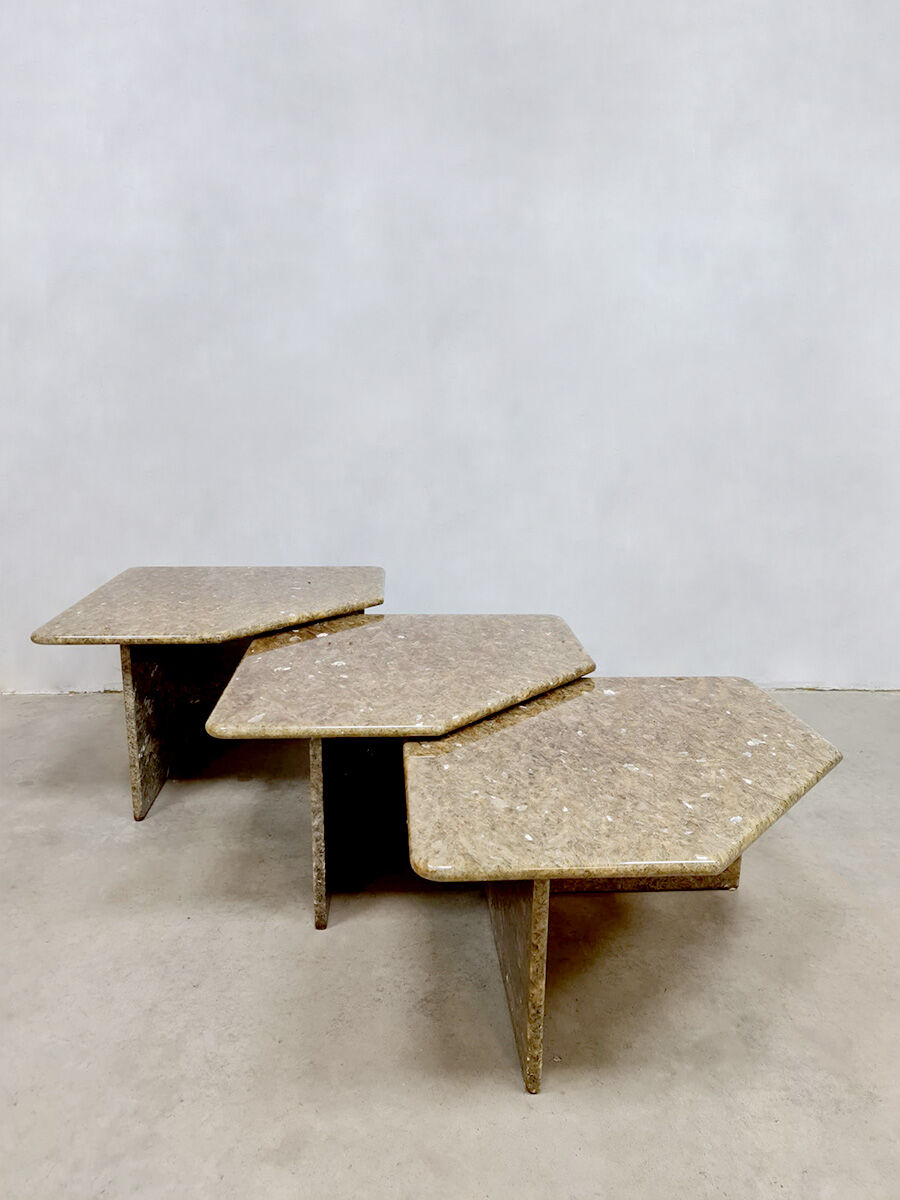 Vintage Italian marble low pull-out table