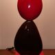 Lampe sculpturale vintage Koralcoa en céramique rouge et noire