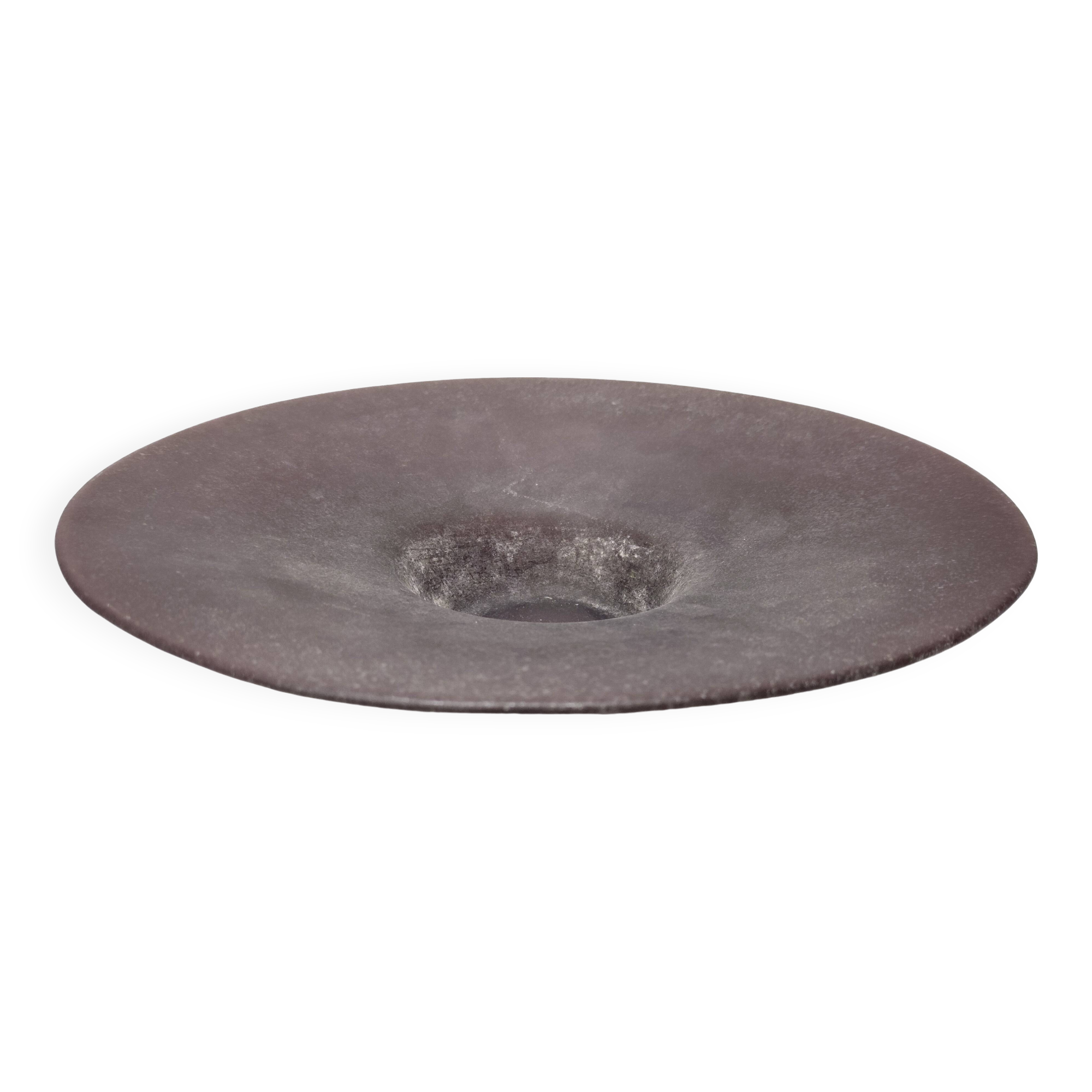 Postmodern Brown Scavo Glass Trinket Bowl or Centerpiece, Italy