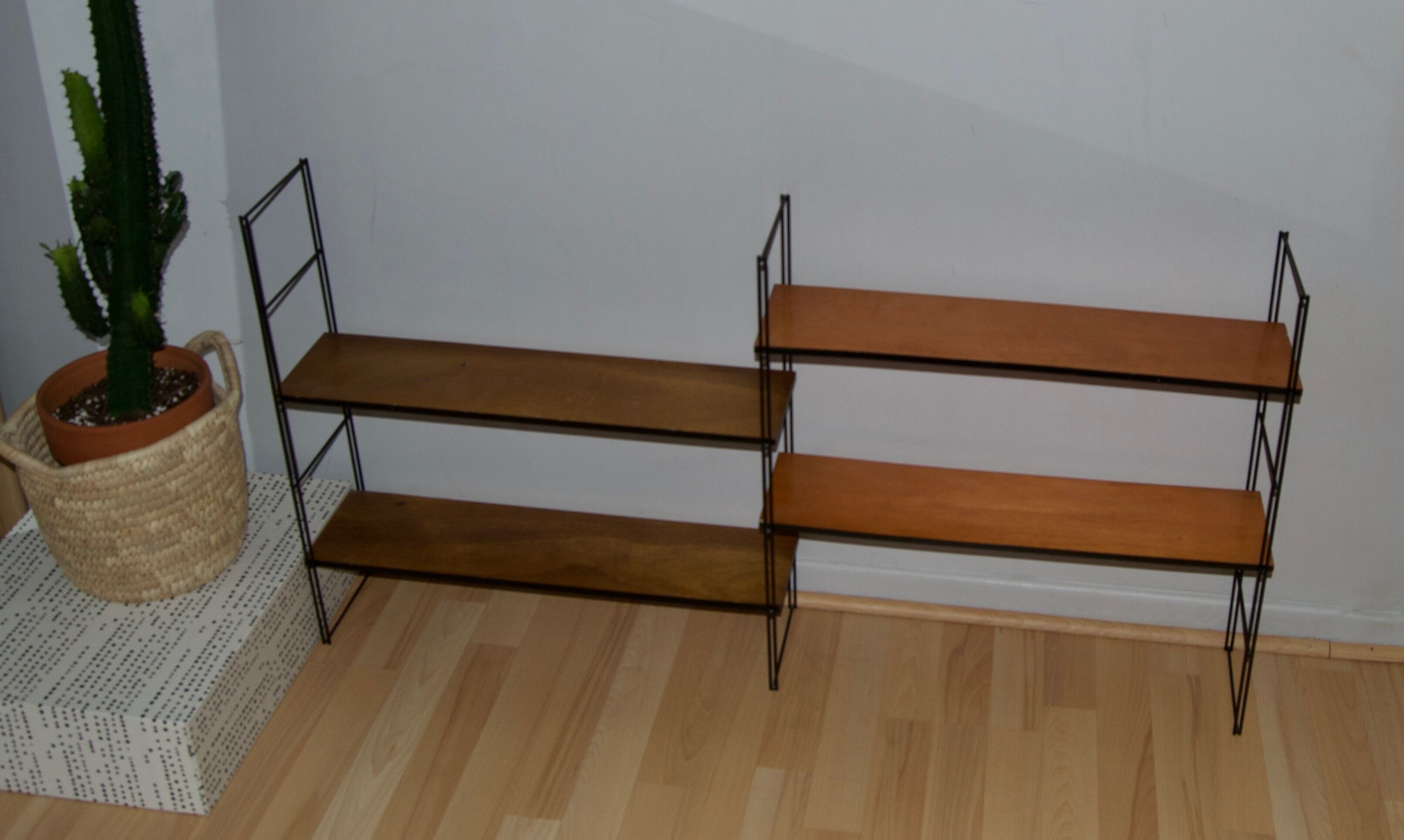 Modular metal and  wood shelves 70s