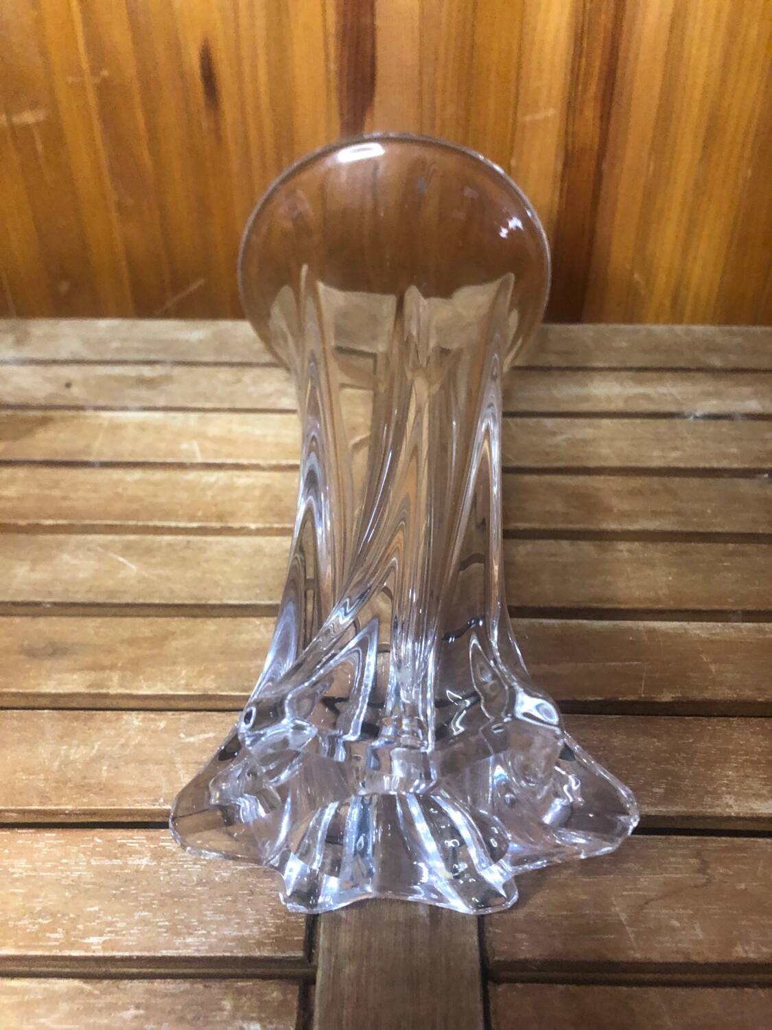 Old VANNES Crystal Vase Vintage Molded Glass #A410
