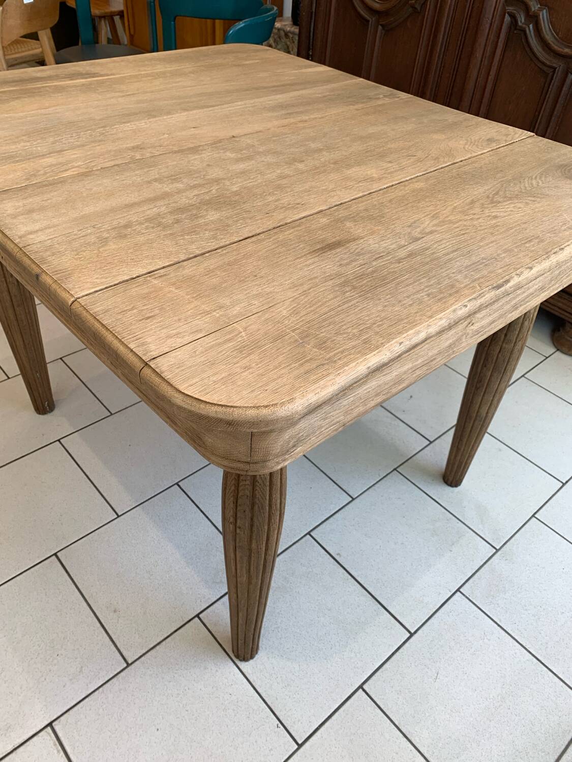 Art Deco Raw Solid Oak Table