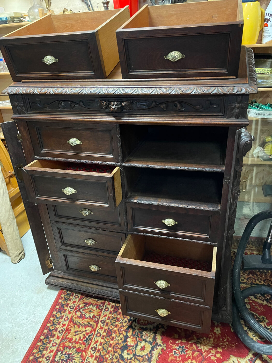 Pupitre meuble écritoire à tiroirs ancien