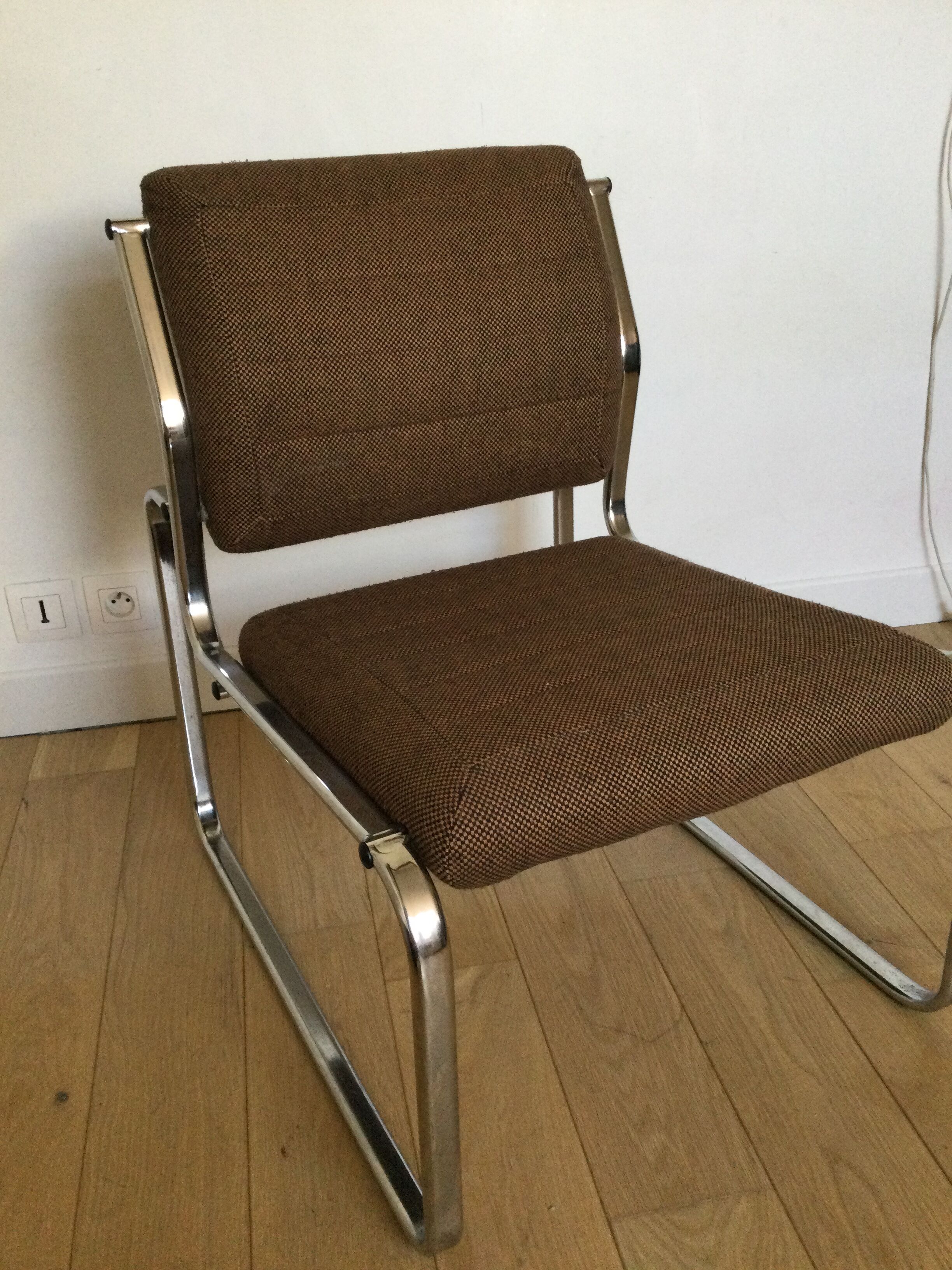 Vintage 60/70s chrome and fabric chair