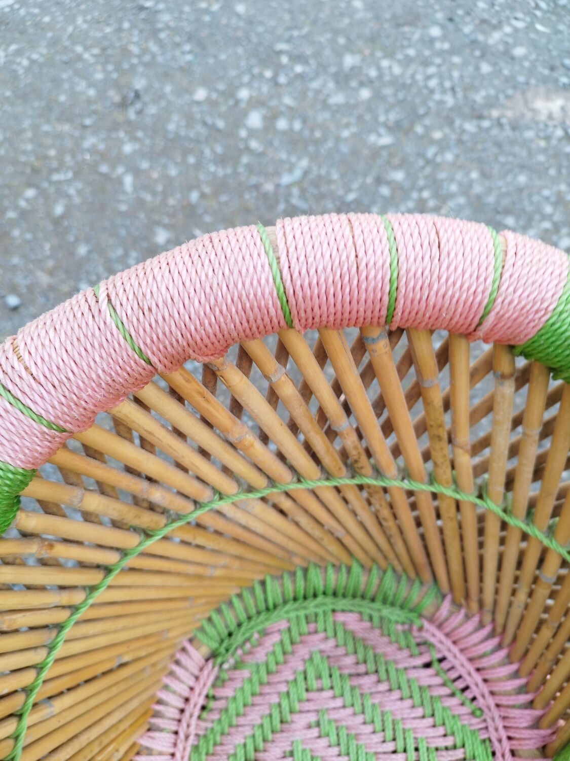 Armchair and stool set in bamboo and braided string