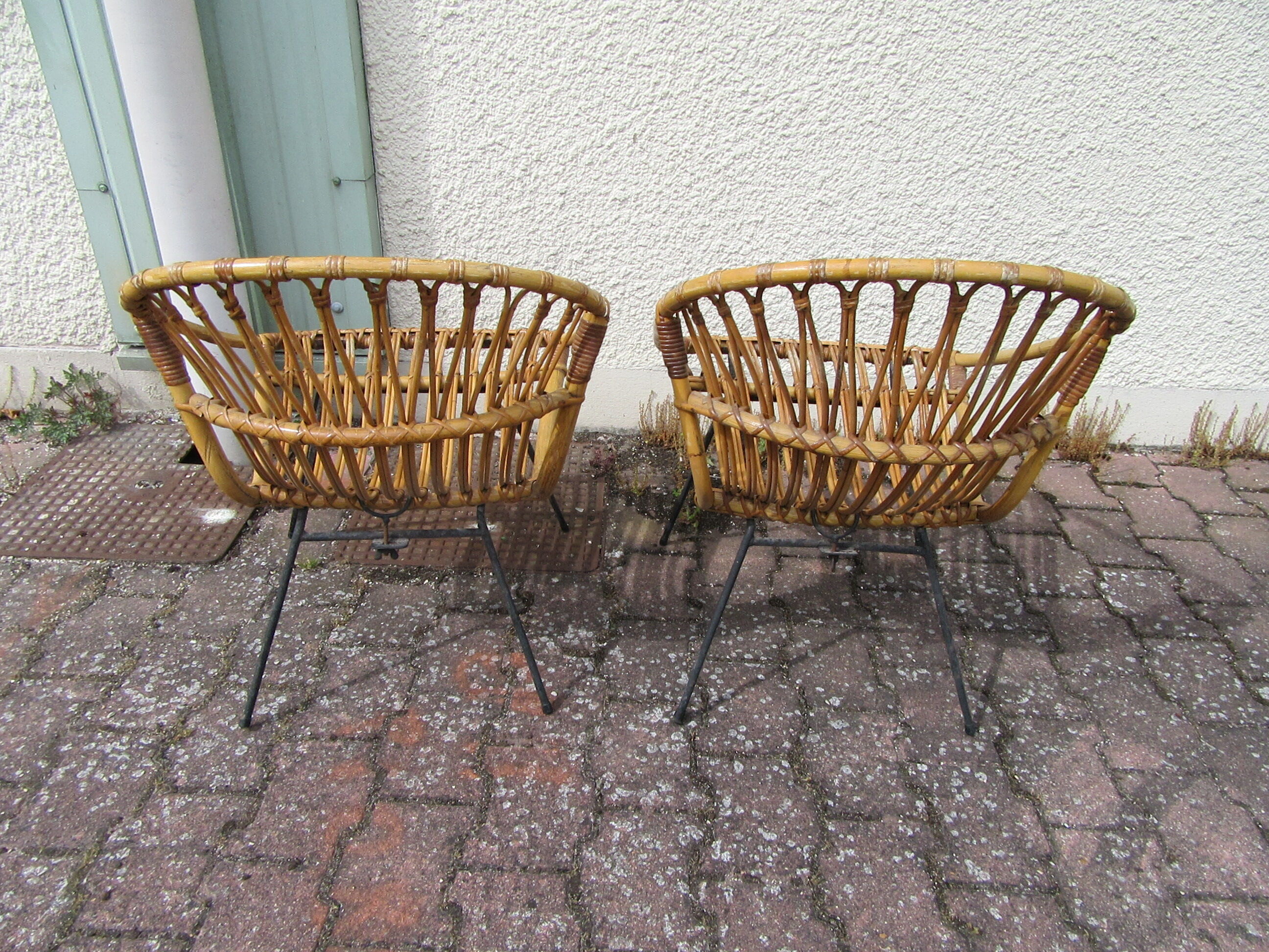 Paire de fauteuils rotin vintage
