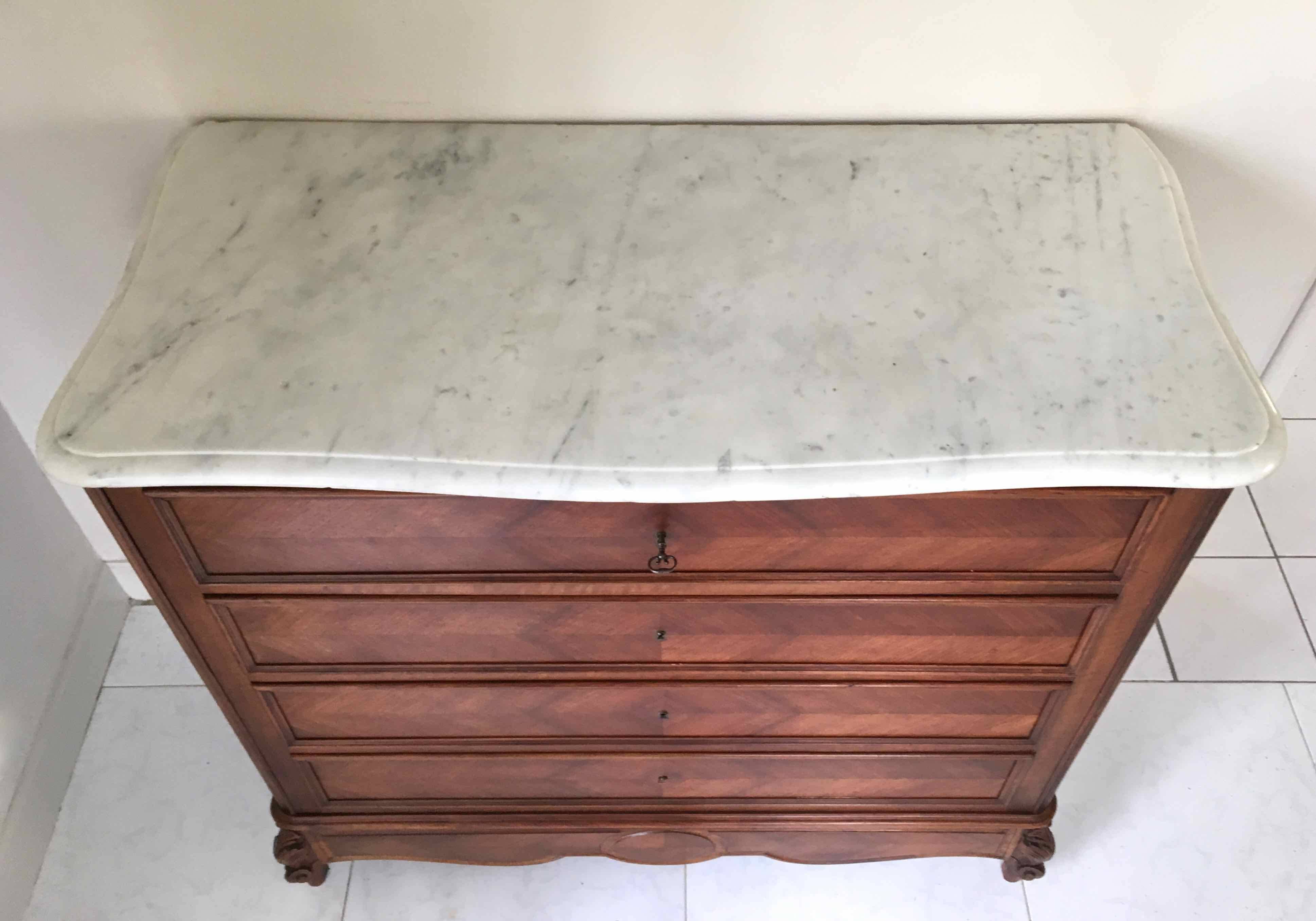 1940 chest of drawers inlaid wood and marble