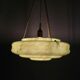 Large Art Deco pendant light in marbled glass with cord suspension, 1920s-1930s