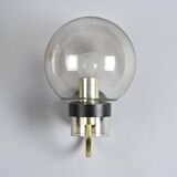 Pair of brass and blown glass wall lights, Glashütte Limburg
