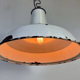 Industrial British White Enamel Factory Pendant Lamp from Benjamin, 1960s