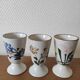 Set of 3 hand-painted Chinese ceramic Mazagrans with floral decoration.