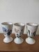 Set of 3 hand-painted Chinese ceramic Mazagrans with floral decoration.
