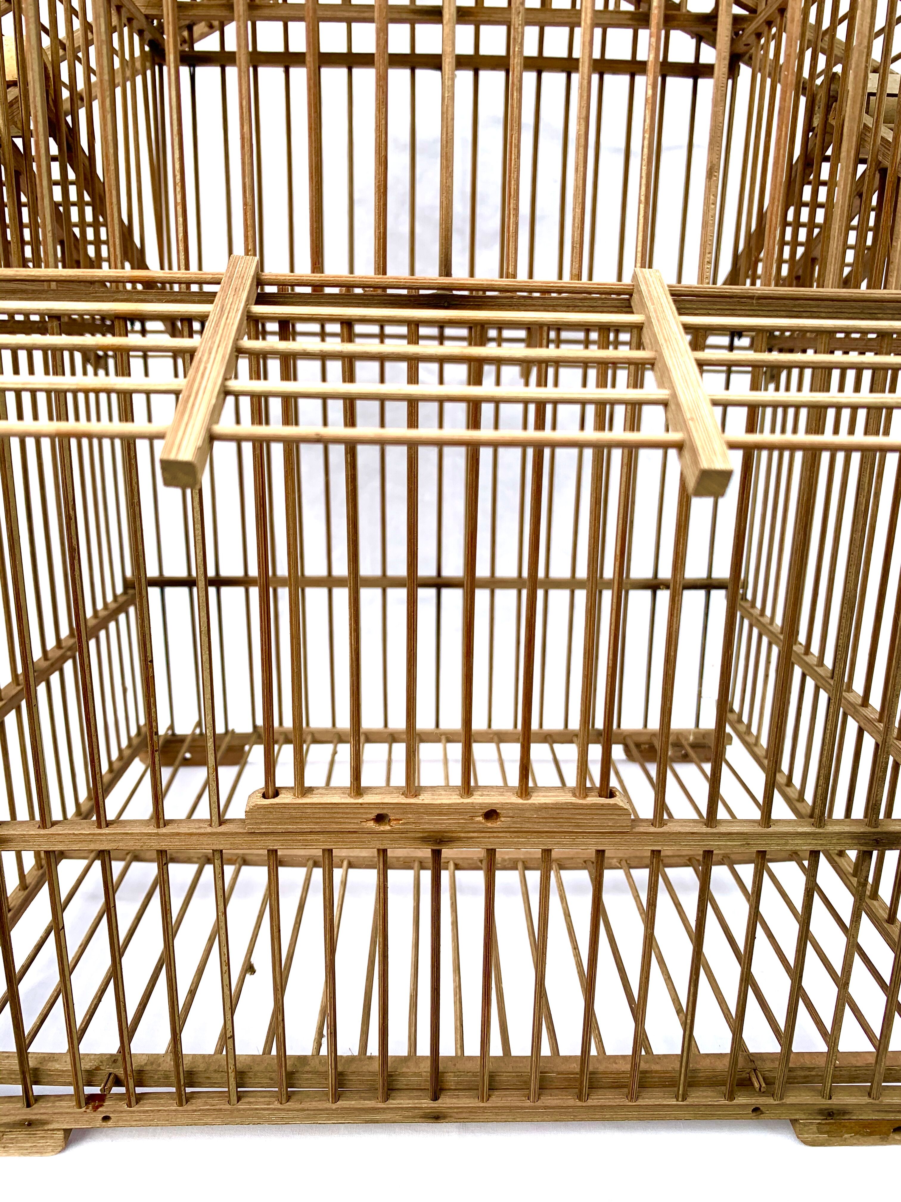 Large vintage bamboo birdcage