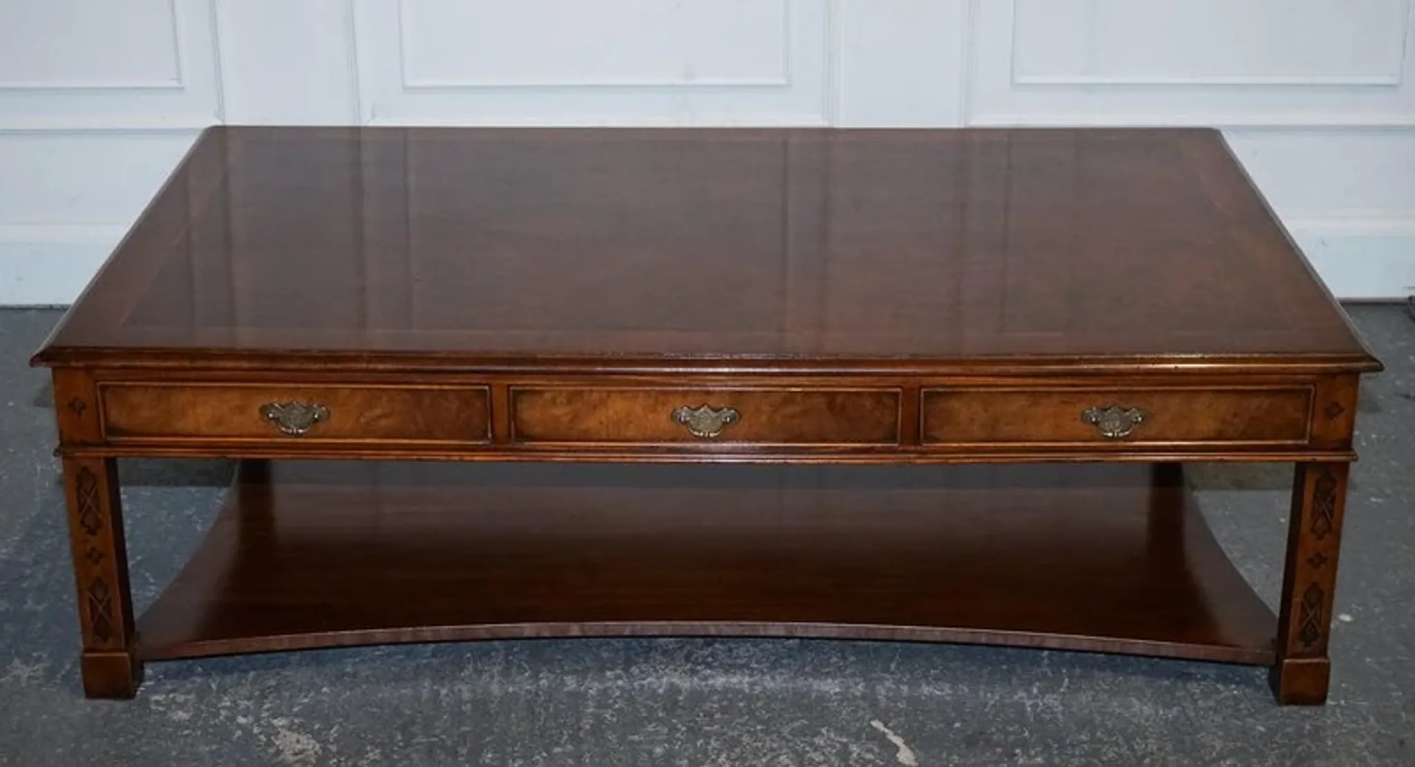 Large Georgian Coffee Table in Walnut Burr by Brights of Nettlebed London