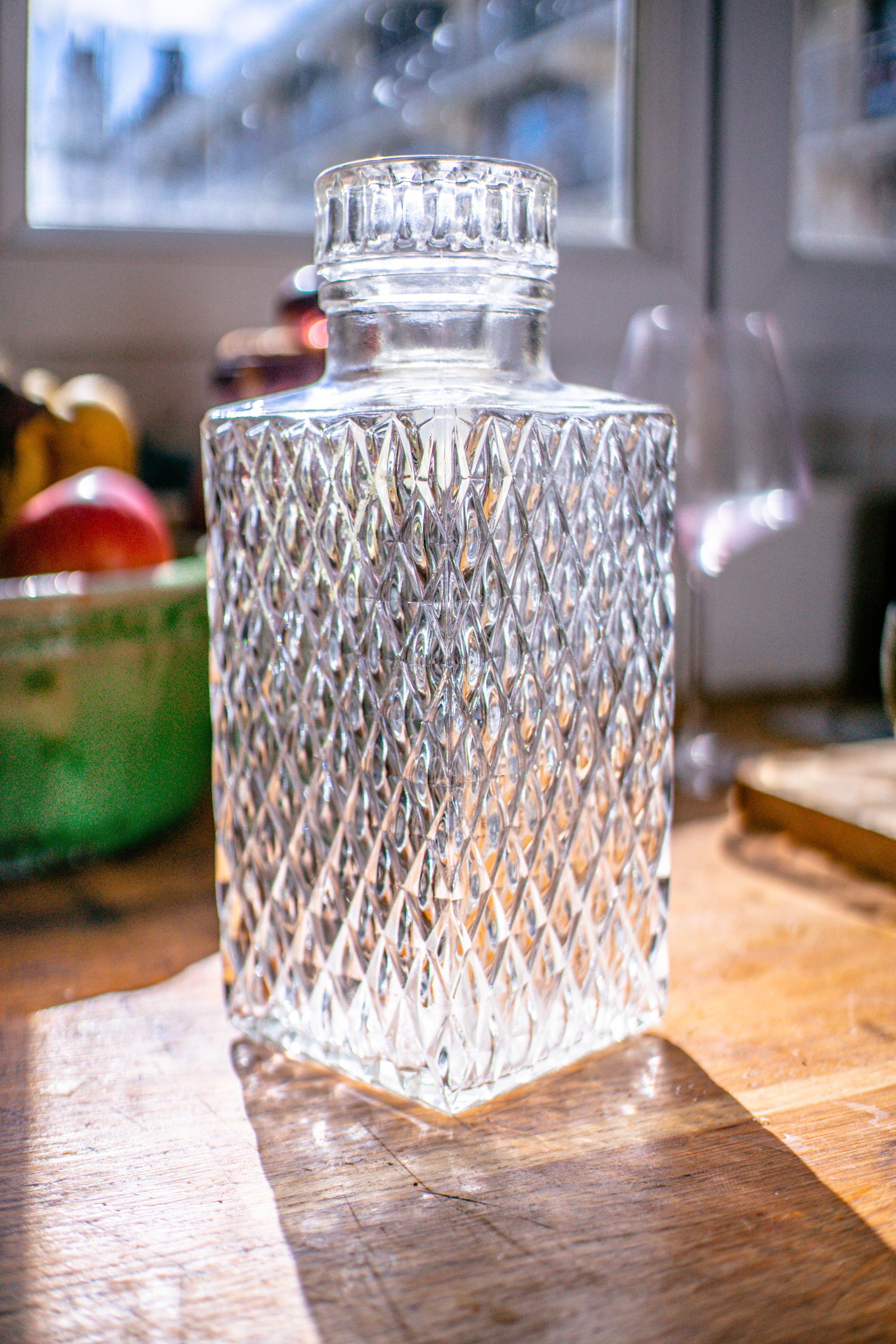 Antique whisky decanter signed r