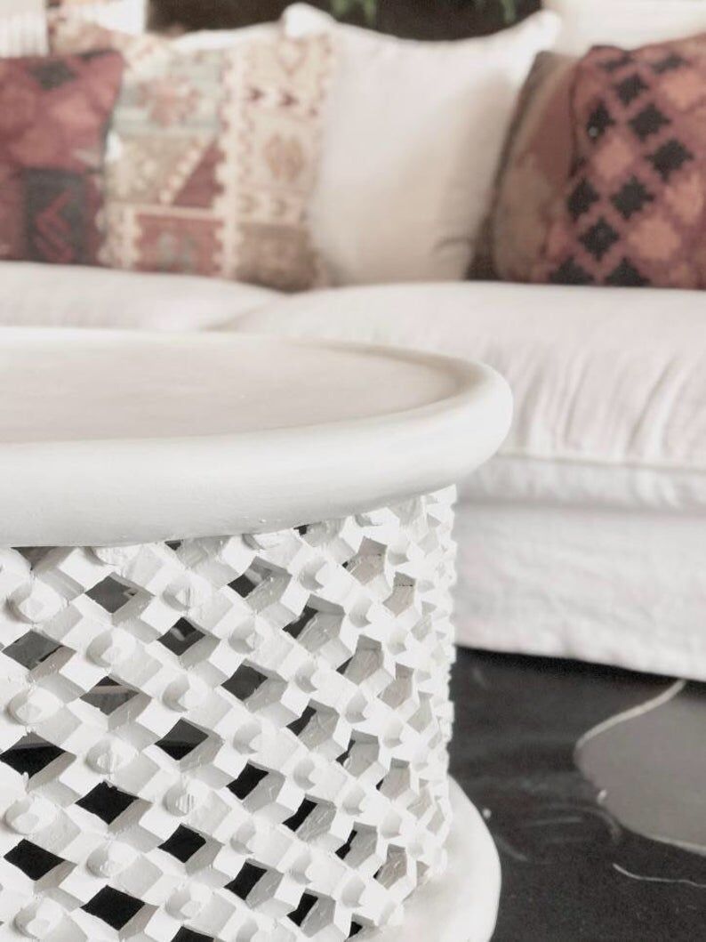 White wooden bamiléké stool