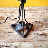 Art Deco lamp in metal and speckled blue opaline glass globe