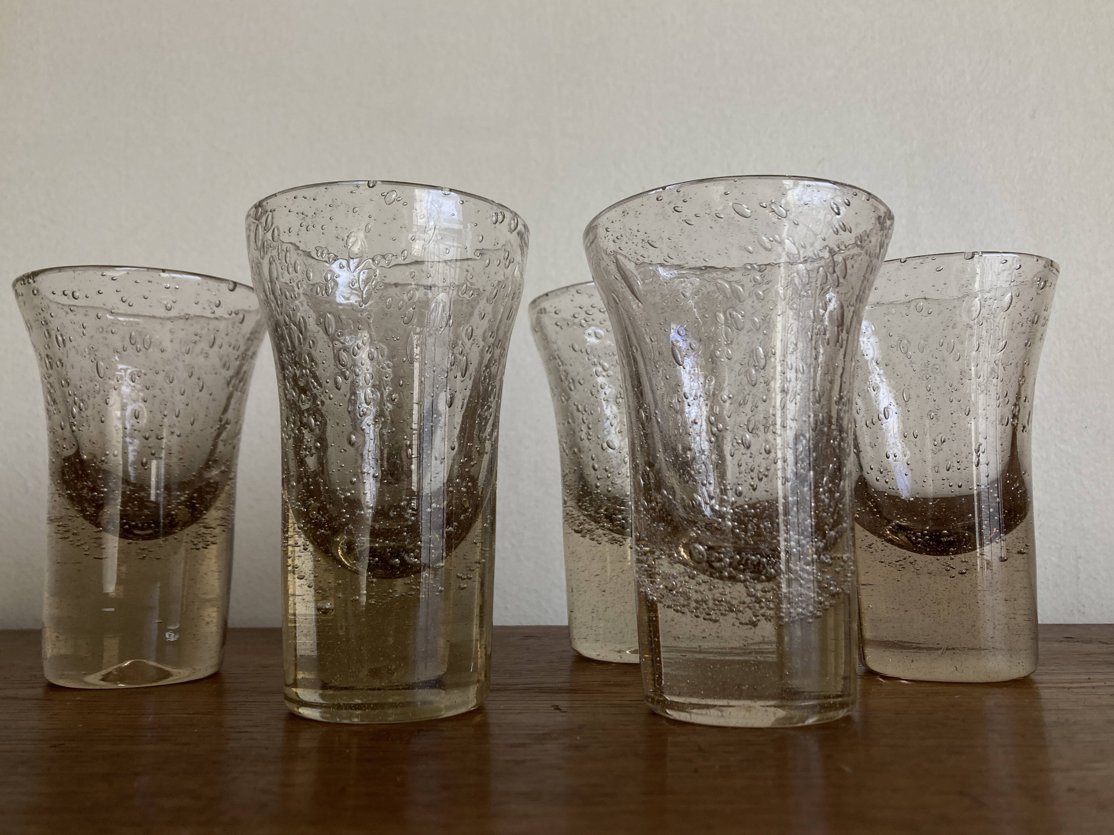 Set de 6 gobelets Biot rose des sables 1960 signés