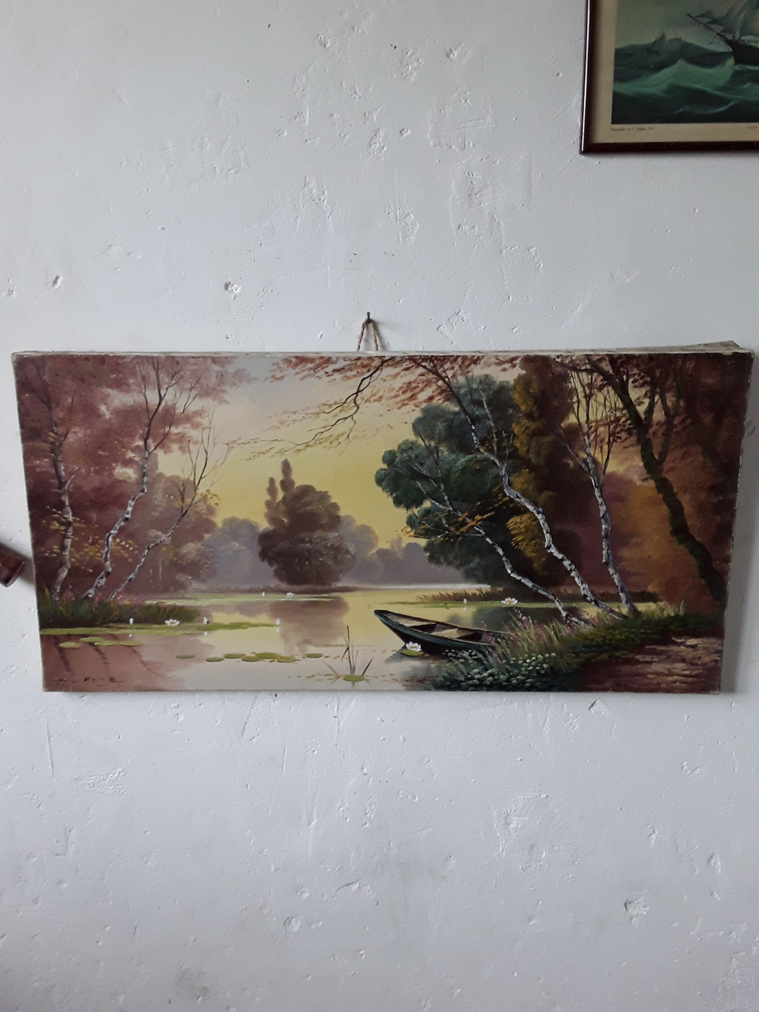 Peinture à l'huile paysage champêtre