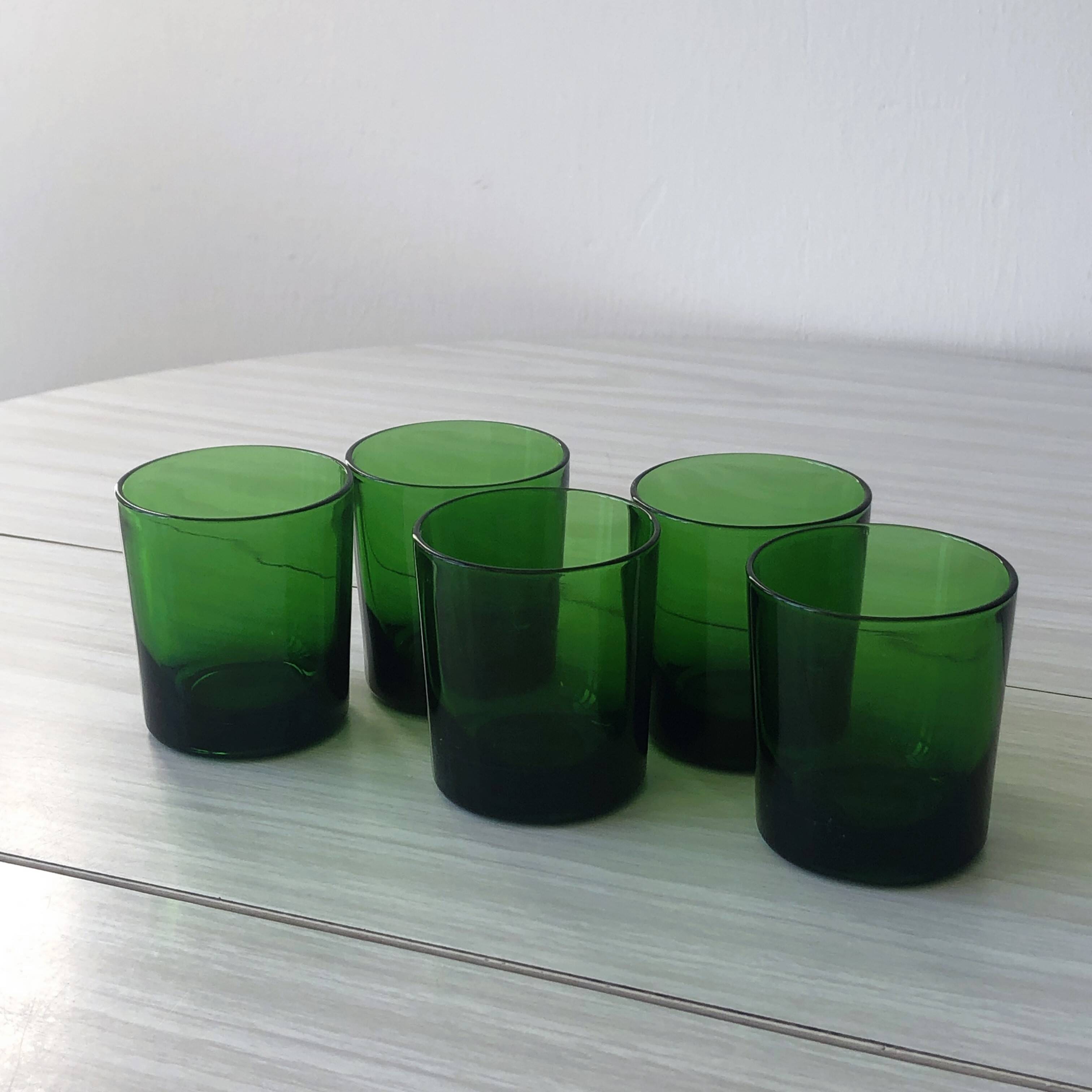 Set of 5 Luminarc green tumbler glasses