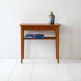 Scandinavian vintage teak nightstand with slatted shelf