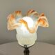 Empire chrome and opaline tulip pleated antique Art Deco bedside lamp