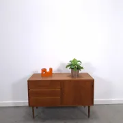 Vintage teak cabinet from the 1960s, sideboard with 3 drawers and a door.