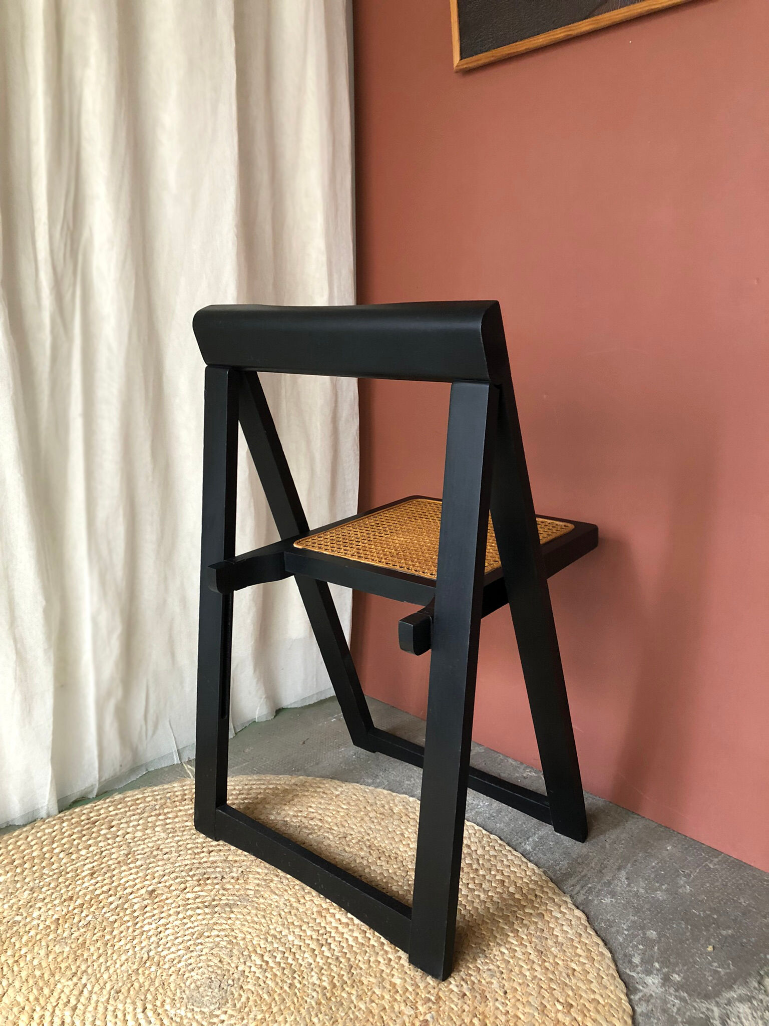 Set of 4 folding chairs caned