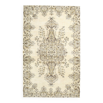 Turkish Light Green & Cream Vintage Rug, 162x259Cm